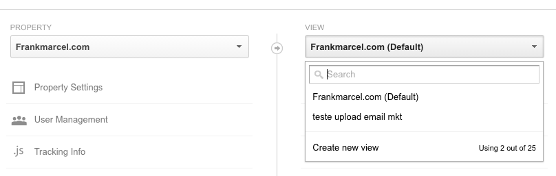 criar view no google analytics